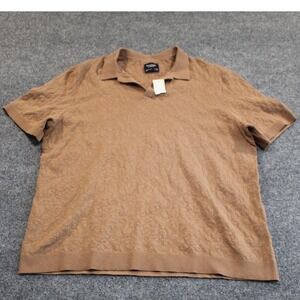 NWT Abercrombie Fitch Mens Knit Polo Shirt Brown‎ Textured Short Sleeve XXL
